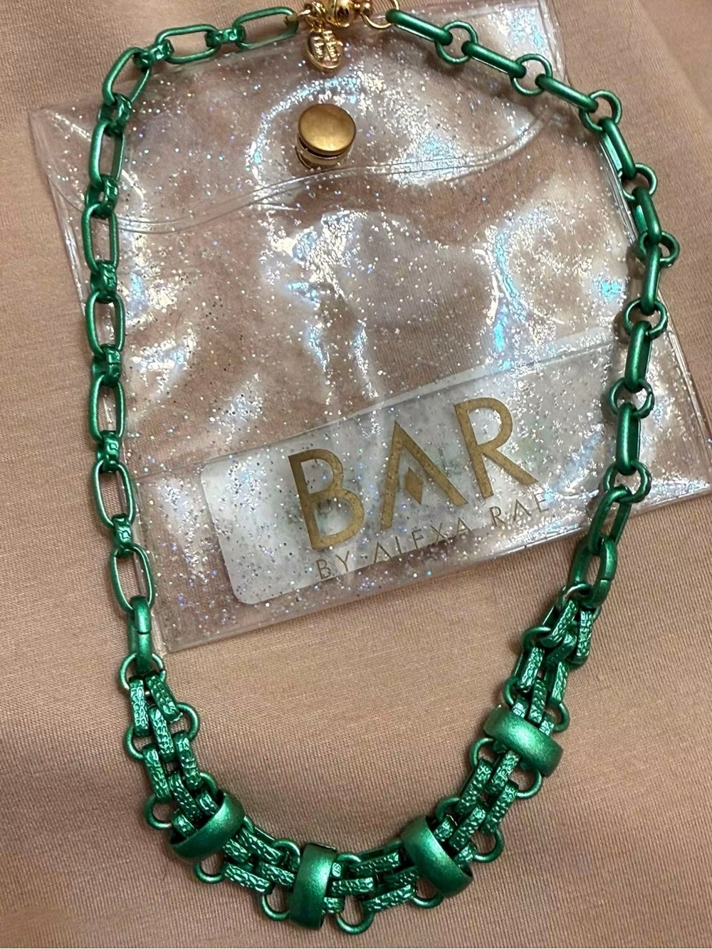 Green Statement Chain Necklace